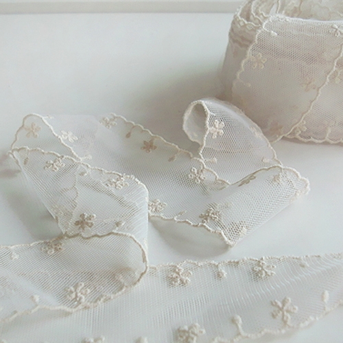 레이스원단 자수 メッシ 레이스천 꽃길 4종