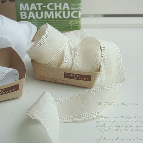 レース生地刺繍レース布綿049スカレットナチュラル