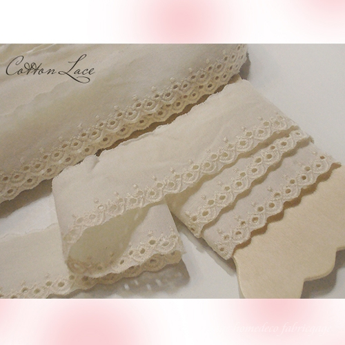 레이스원단 자수 레이스천 コットン048 オリーブ 小 2종