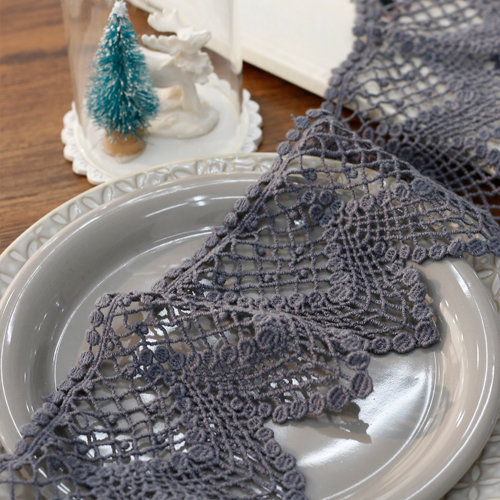 レース生地刺繍ケミカルレース布015工作中グレー