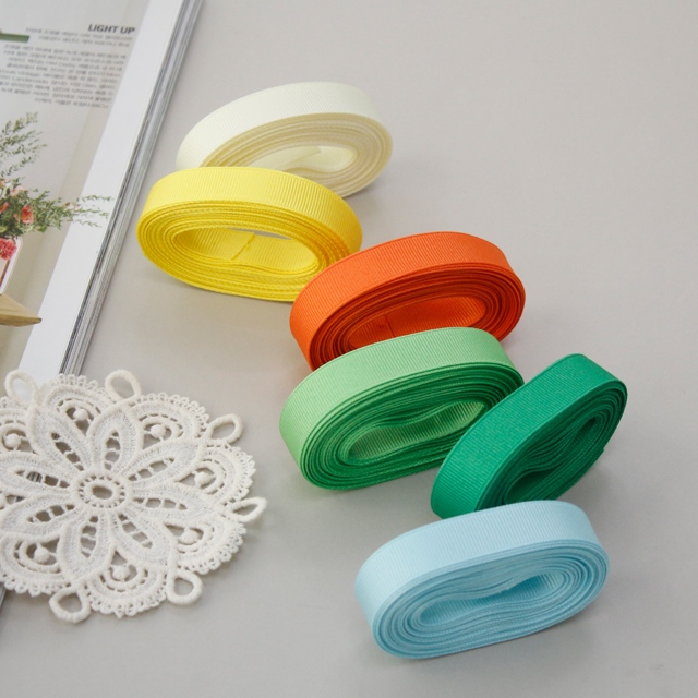 ゴルジ リボン紐 5ヤード 包装 リボンテープ工芸 イエローグリーン 15mm 6種