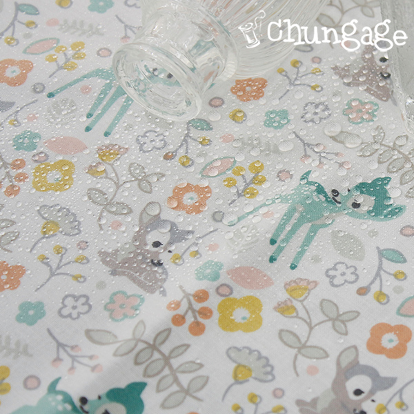 防水布鹿花柄フラワー生地ラミネートTPU防水生地メイリリー