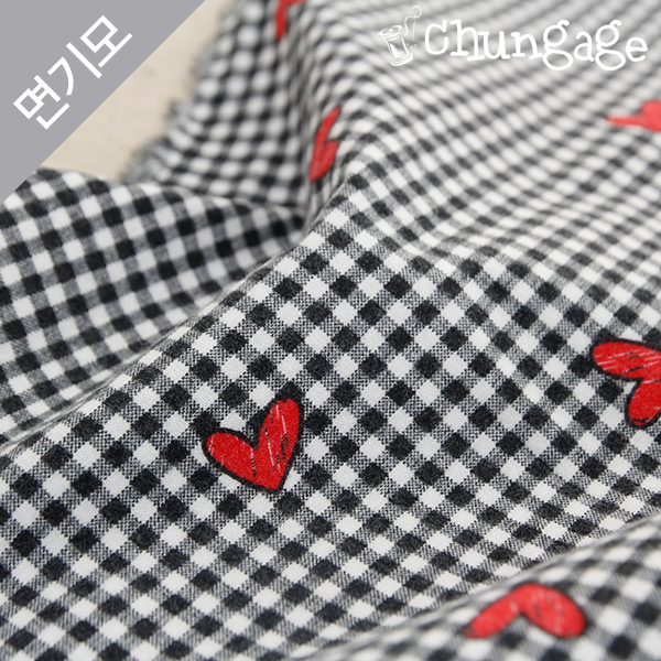 綿起毛 冬 極細糸生地 チェック コットン 20数 スクエアハート