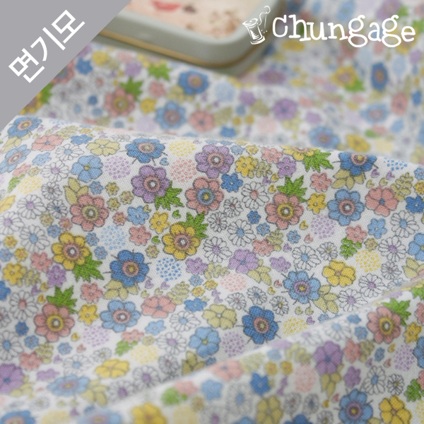 綿起毛極細糸生地冬花柄フラワーコットン20水ラビング油