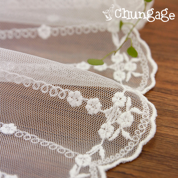레이스원단 자수 メッシ しわ 레이스천 스프링 白アイボリー 2종