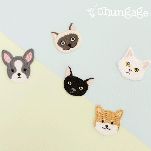 高級刺繍パッチ 熱接着ワペン マイペットフェイス 5種 81
