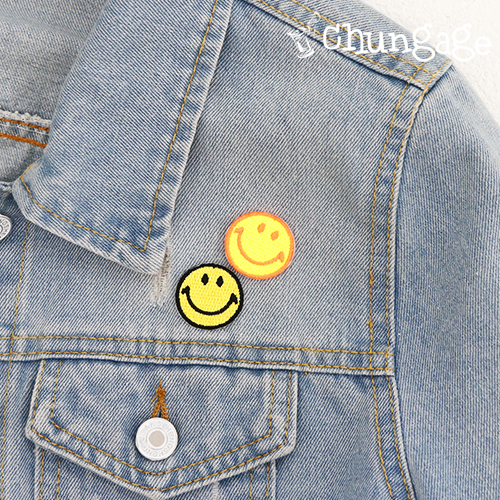 高級刺繍パッチ 熱接着ワペン 基本スマイル 2種 68