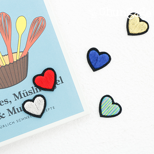 高級刺繍パッチ熱接着ワッペンパールミニハート5種75