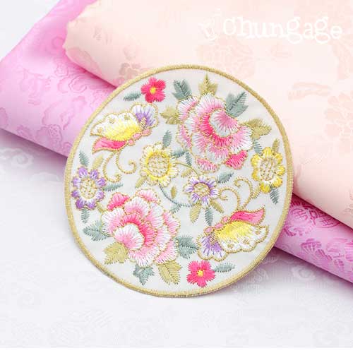 韓服刺繍パッチ蝶宮殿2colorホワイト54278