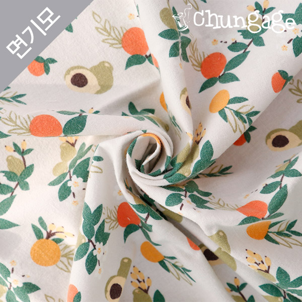 綿起毛生地 極細糸 花柄 フラワーコットン 20数 マンダリンブルース