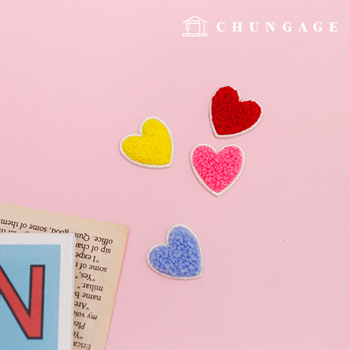 熱接着ワッペンミニポールハート刺繍パッチ4種095