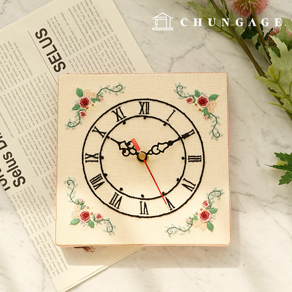 フランス刺繍パッケージDIYキット壁時計お花フレンチCH560202