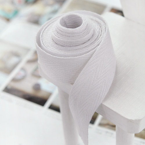 綿ひもバイアスヘリンボーンストラップコットンテープ20mm 2ヤードホワイト