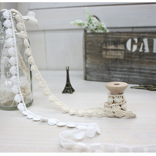 レース生地刺繍ケミカルレース布030ハート2種マスクストラップ作り