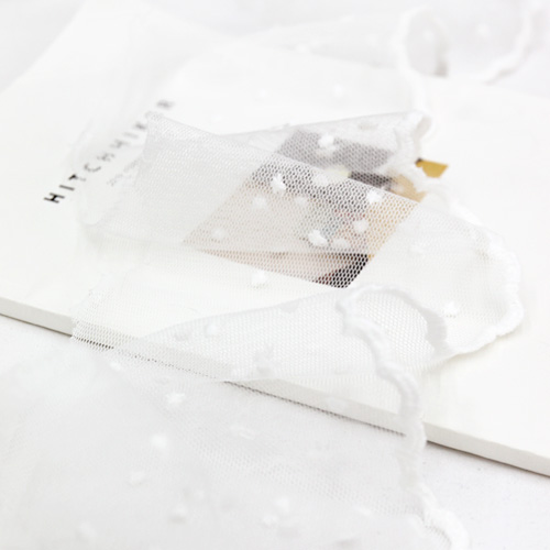 레이스원단 자수 メッシ しわ 레이스천 눈꽃도트 白アイボリー 2종