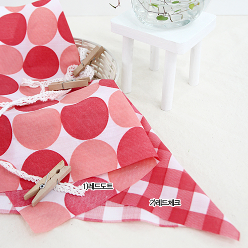 綿混レッドドットチェック