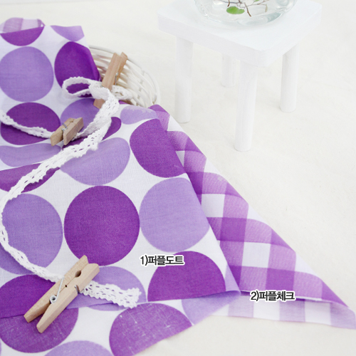 綿混パープルドットチェック