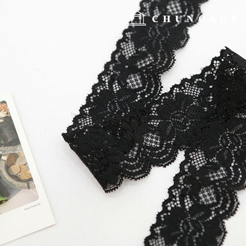 レース生地刺繍メッシレース生地ラッセルスパンローザブラック