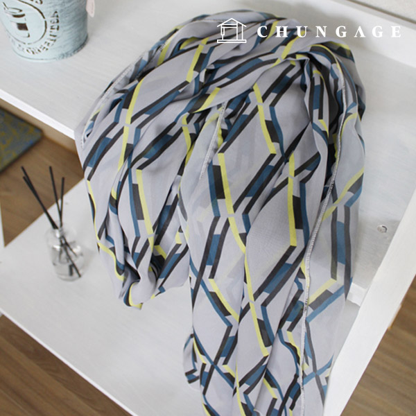 シーポン生地ジオグラムグレー広幅シーポン生地035