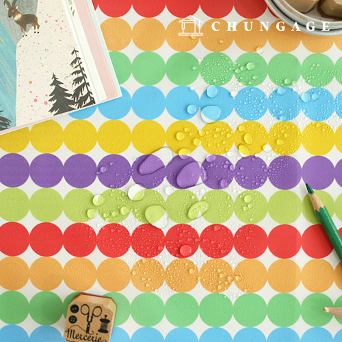 防水カラードットポリ防水布大幅スマイル143