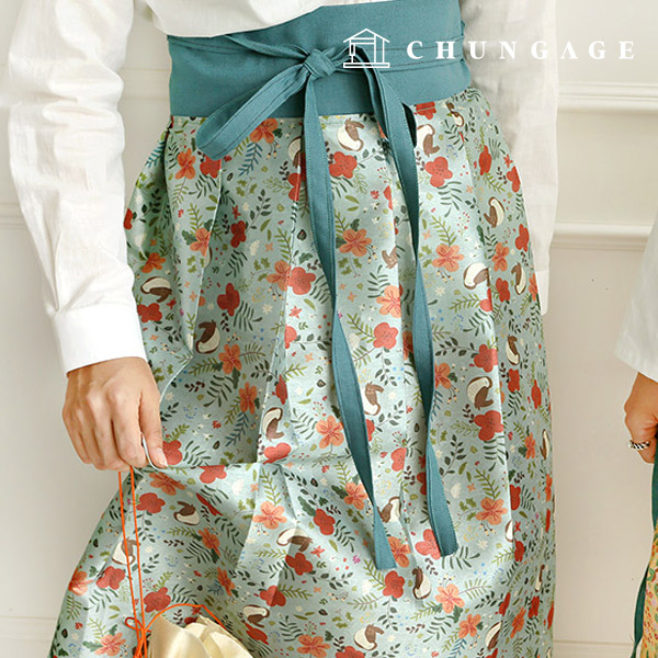 韓服生地バードナップポリ韓千チョルリクフラワー花柄ミント053