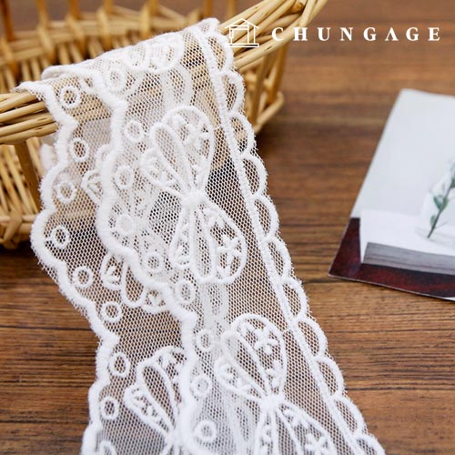 레이스원단 자수 コットン メッシ 레이스천 도트리본 4종