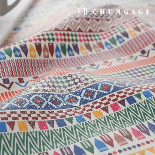 防水布エスニックストライプ生地ラミネートTPU防水生地ハローインディア