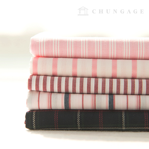 最新トレンドの生地モール 韓国生地モール 1000gage Hot Sale 2 セール生地 面チェック生地先染めチェックストライプチェリーピンク 5種