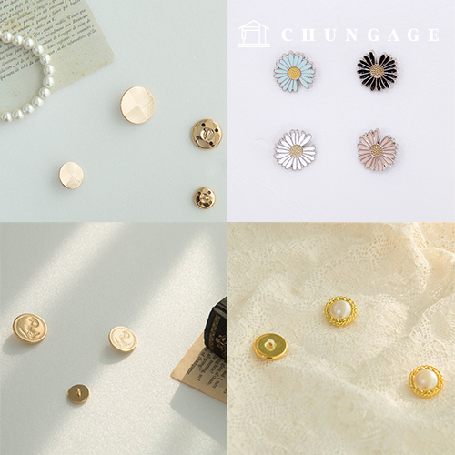 ヴィンテージ金髪金属金真珠コートジャケットボタンコレクション