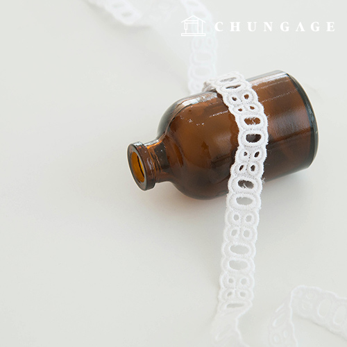 レース生地刺繍レース布綿031サテンラダーホワイト