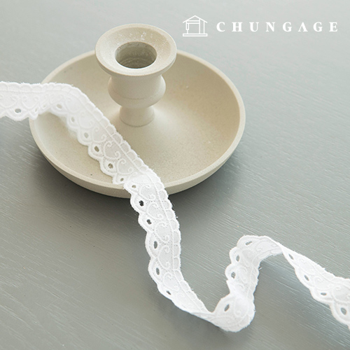 レース生地刺繍レース布綿040両面王冠ホワイト