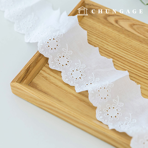 レース生地刺繍レース布綿036ひまわり大ホワイト