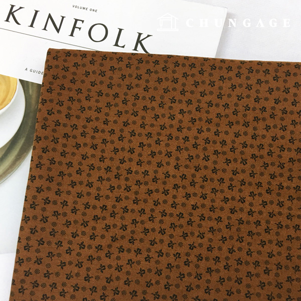 コットン生地コットン20カウントミニフラワーディープブラウン