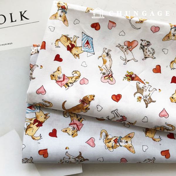 コットン生地コットン20カウント素敵な子犬2種