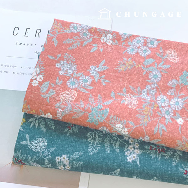 コットン生地 コットン20 カウント野花一束2種