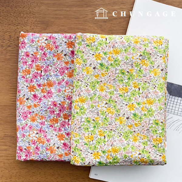 綿生地抗菌防臭加工30カウント 広幅レオナフラワー2種