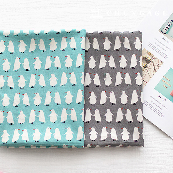 コットン生地 コットン20カウント 平織り プチペンギン 2種