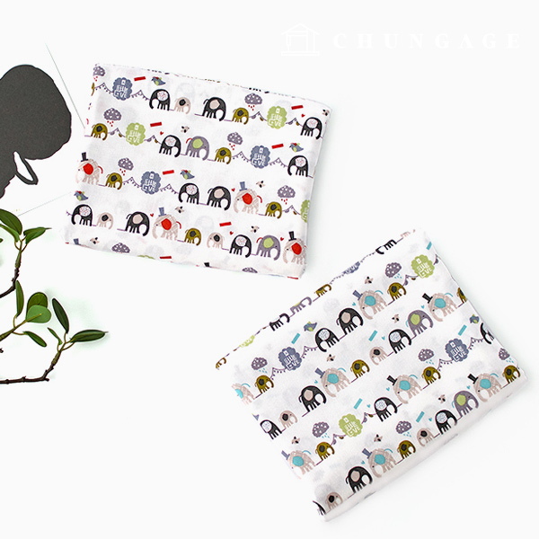 コットン生地 コットン20カウント 平織り リトルゾウ2種