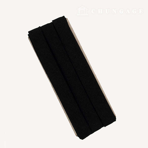 バイアステープナチュラルコットンリネン15mmブラック75507