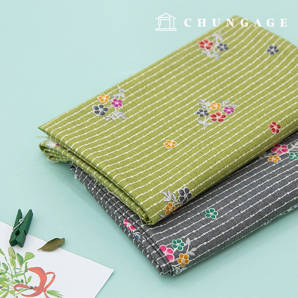 オックスフォード生地コットン20カウントストライプ生地愛草2種