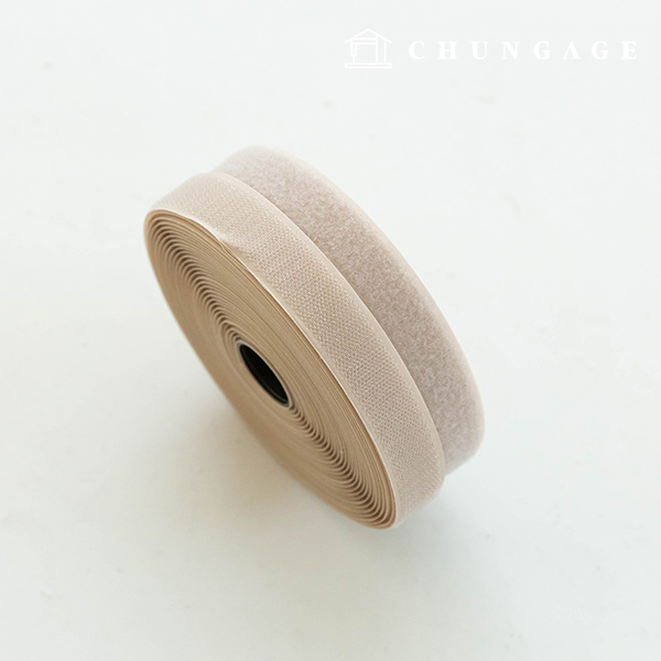 マジックテープ付き10マロール両面セット縫製用マジックテープ25mmベージュ