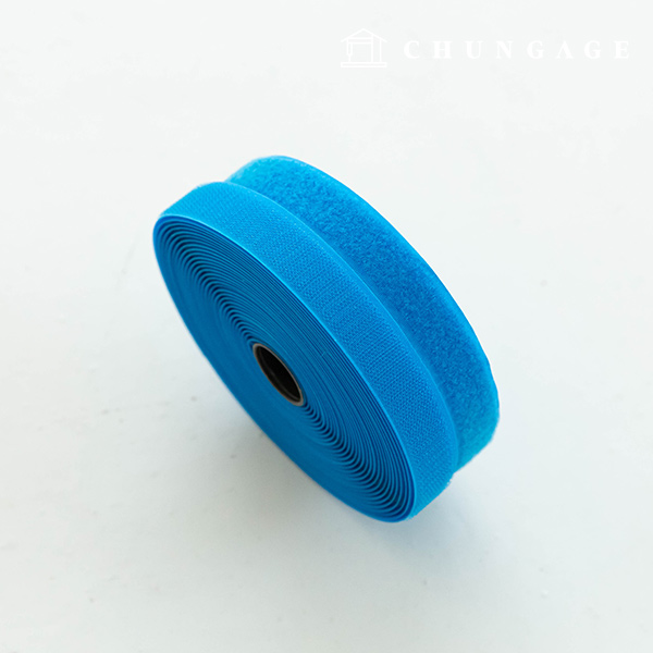 マジックテープ付き10マロール両面セット縫製用マジックテープ25mm 青色
