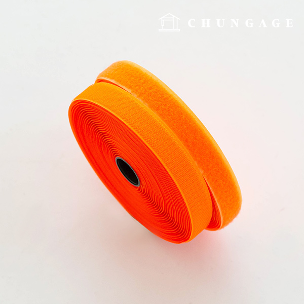 マジックテープ付き10マロール両面セット縫製用マジックテープ25mm蛍光オレンジ
