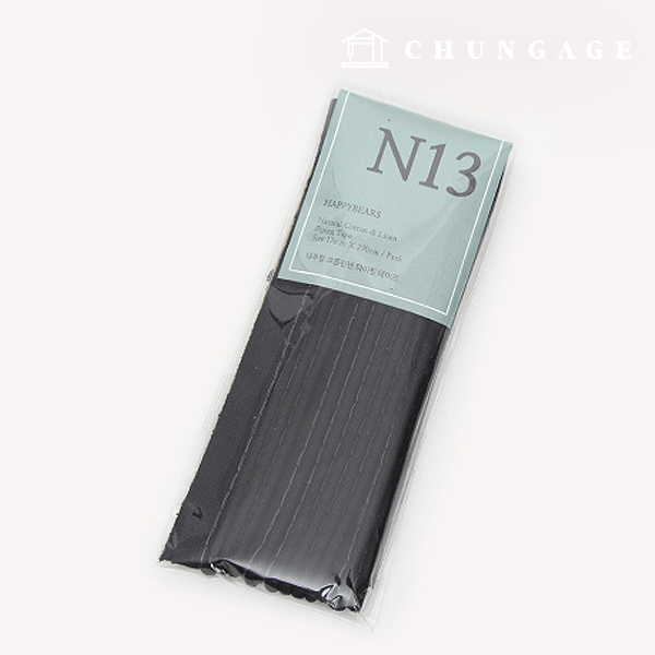 パイピングテープナチュラルコットンリネンブラック76122