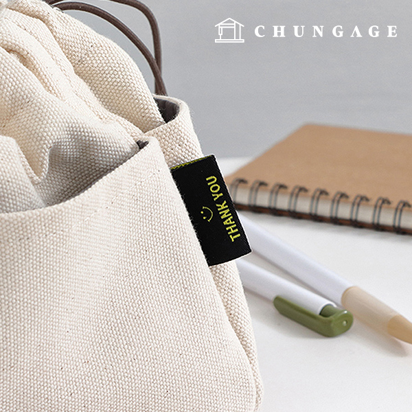 綿ラベル両接挟みラベルスマイルサンキューブラック＆イエロー58614