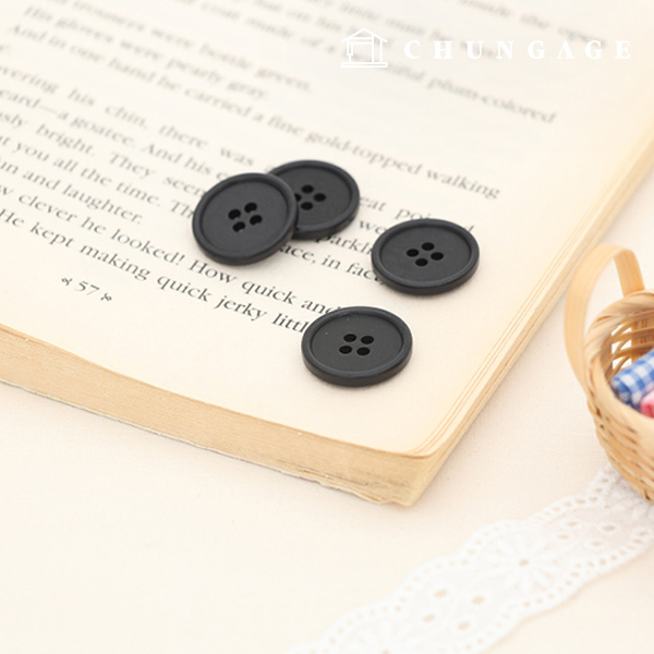 プラスチックコートボタンワイシャツフォーマルウエアブラウスモダンフレンチ18mmブラック74182