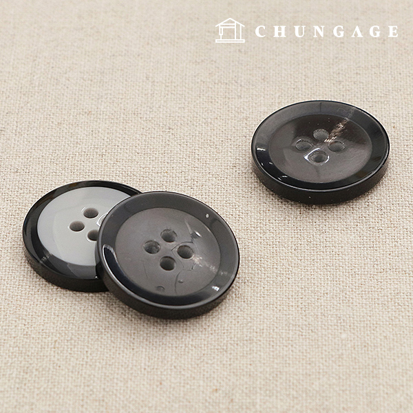プラスチックコートボタンワイシャツフォーマルウエアブラウスモコブリングツートンボタン21mmブラック63108
