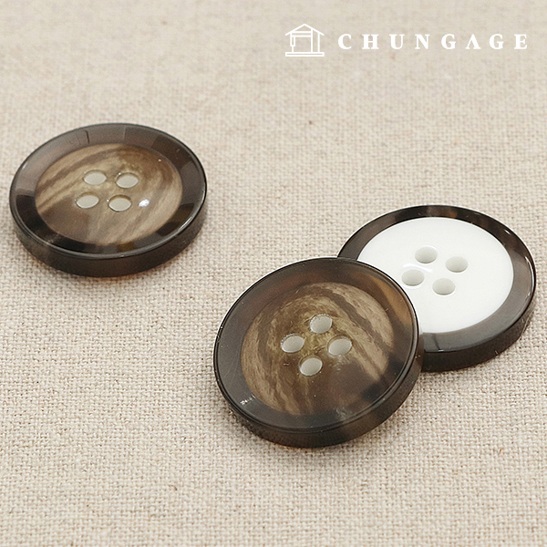 プラスチックコートボタンワイシャツフォーマルウエアブラウスモコブリングツートンボタン21mmブラウン63105