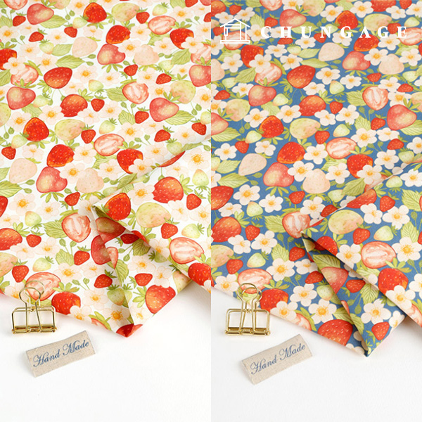 オックスフォード生地 コットン 20 カウント 環境にやさしい DTP 広幅 イチゴ 2種
