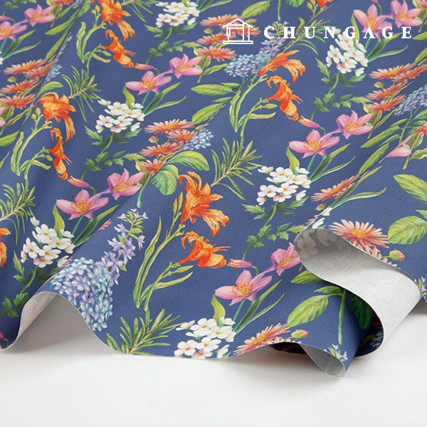 オックスフォード生地 コットン 20 カウント 環境にやさしい DTP 広幅 グローンメモリーズ 青色 MOX1428